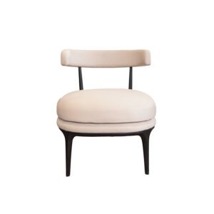 Crescent Oak Lounge Chair with Rounded Backrest Design
