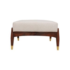 Avalon Footstool with White Boucle Fabric & Rosewood Frame