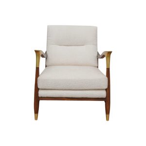 Avalon Chair with White Boucle Fabric & Rosewood Frame