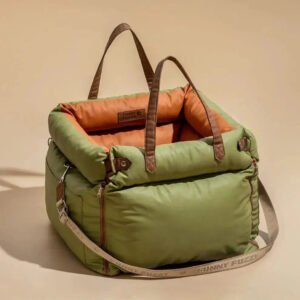 Dog Car Seat & Booster Bed – Faux-Leather, Safety Tether