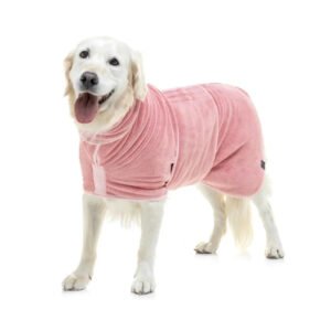 Dog Drying Coat – Double-Layer Microfibre, Super-Absorbent Quick-Dry Robe with Adjustable Belly Strap