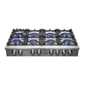 Forno Spezia 48-Inch 8-Burner Gas Rangetop with Griddle and Wok Ring, Stainless Steel (FCTGS5751-48)