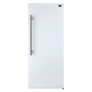 FORNO Maderno 28-Inch Built-In Convertible Refrigerator Freezer, 13.6 Cu. Ft., Right Swing, White with Antique Brass Handle (FFFFD1722-28WHT-RS)